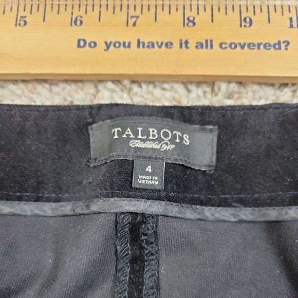 Talbots Pants Womens 4 Black Velvety Casual Classic Side Zip Slim - Picture 3 of 10